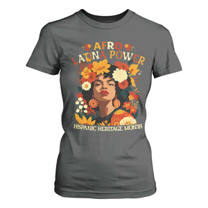 Afro Latina Power T Shirt For Women Hispanic Heritage Month Flowers TS11 Dark Heather Print Your Wear