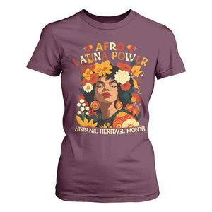 Afro Latina Power T Shirt For Women Hispanic Heritage Month Flowers TS11 Maroon Print Your Wear