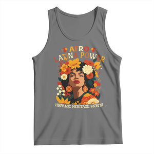 Afro Latina Power Tank Top Hispanic Heritage Month Flowers TS11 Black Heather Print Your Wear