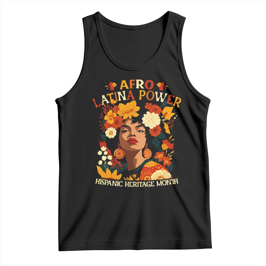Afro Latina Power Tank Top Hispanic Heritage Month Flowers TS11 Black Print Your Wear
