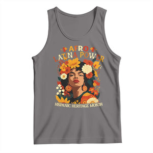 Afro Latina Power Tank Top Hispanic Heritage Month Flowers TS11 Deep Heather Print Your Wear