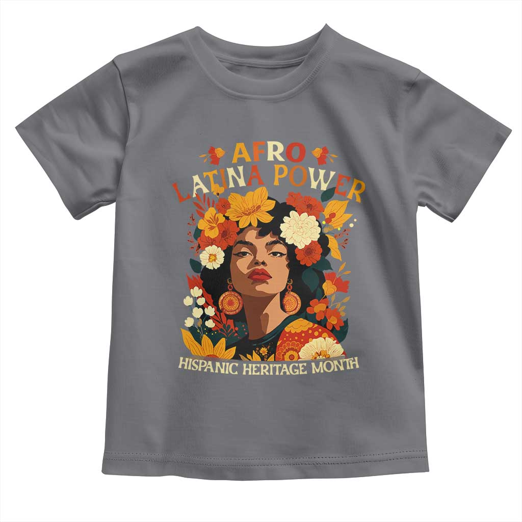 Afro Latina Power Toddler T Shirt Hispanic Heritage Month Flowers TS11 Charcoal Print Your Wear