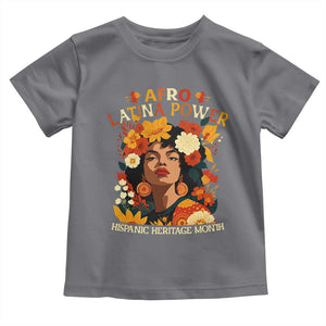 Afro Latina Power Toddler T Shirt Hispanic Heritage Month Flowers TS11 Charcoal Print Your Wear