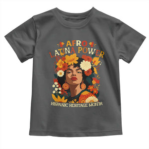Afro Latina Power Toddler T Shirt Hispanic Heritage Month Flowers TS11 Dark Heather Print Your Wear
