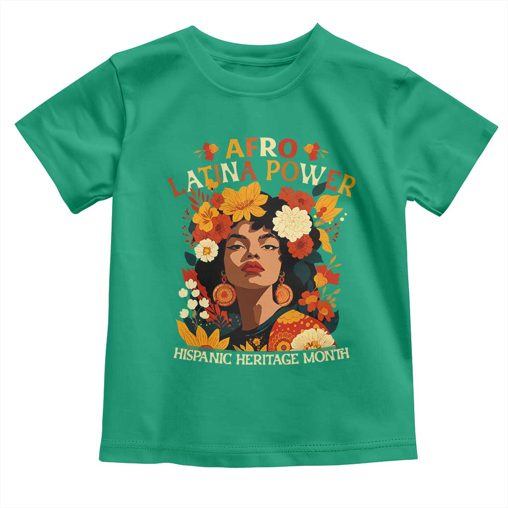 Afro Latina Power Toddler T Shirt Hispanic Heritage Month Flowers TS11 Irish Green Print Your Wear