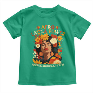 Afro Latina Power Toddler T Shirt Hispanic Heritage Month Flowers TS11 Irish Green Print Your Wear