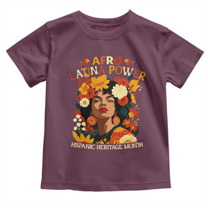 Afro Latina Power Toddler T Shirt Hispanic Heritage Month Flowers TS11 Maroon Print Your Wear