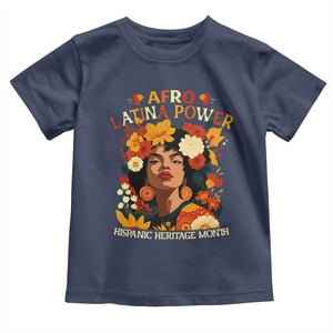 Afro Latina Power Toddler T Shirt Hispanic Heritage Month Flowers TS11 Navy Print Your Wear