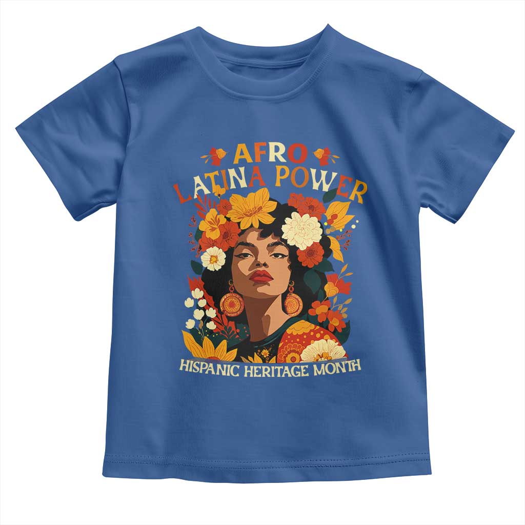 Afro Latina Power Toddler T Shirt Hispanic Heritage Month Flowers TS11 Royal Blue Print Your Wear