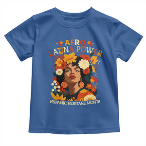 Afro Latina Power Toddler T Shirt Hispanic Heritage Month Flowers TS11 Royal Blue Print Your Wear
