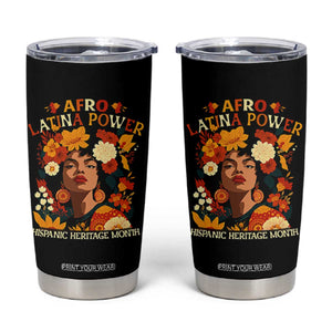 Afro Latina Power Tumbler Cup Hispanic Heritage Month Flowers TS11 Black Print Your Wear