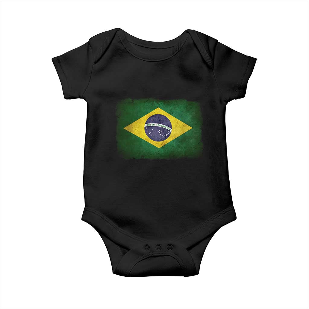 Brazilian Pride Latin America Vintage Brazil Flag Baby Onesie TS11 Black Print Your Wear