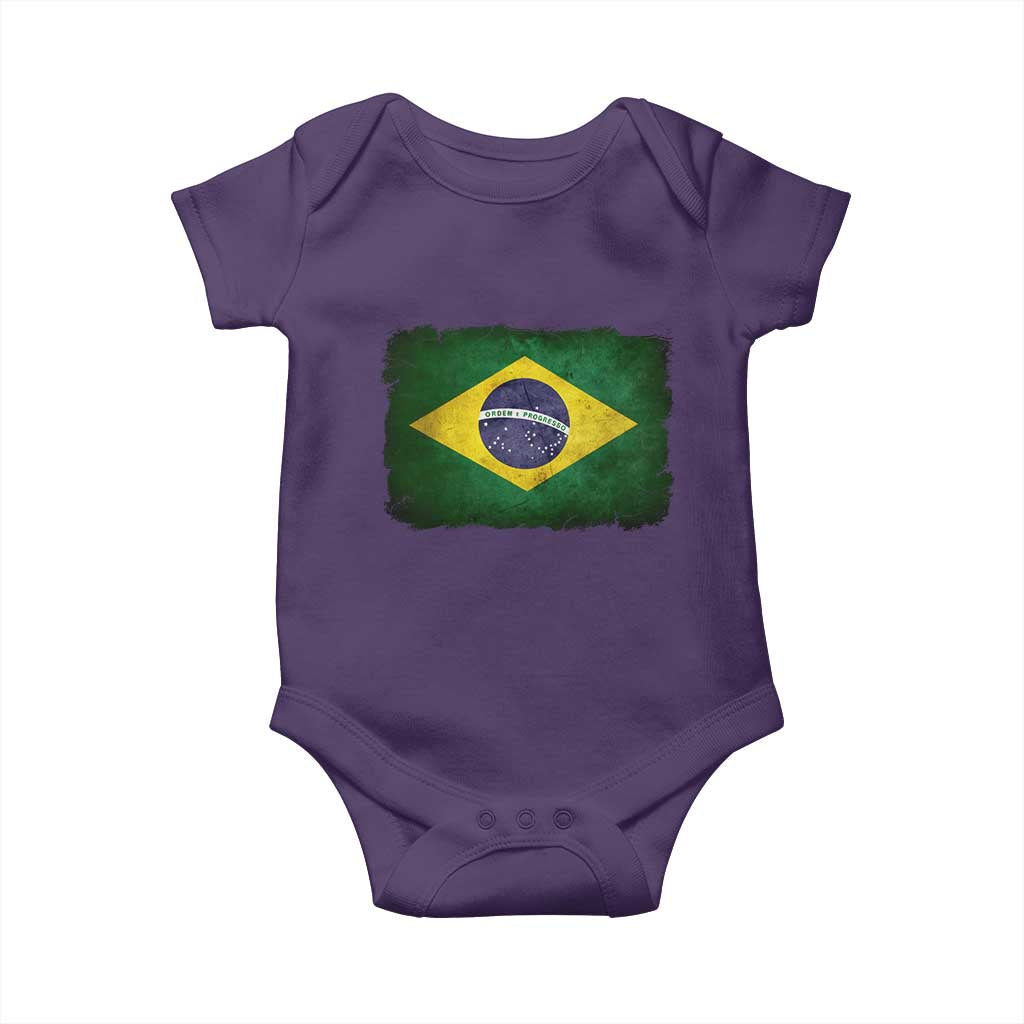 Brazilian Pride Latin America Vintage Brazil Flag Baby Onesie TS11 Purple Print Your Wear