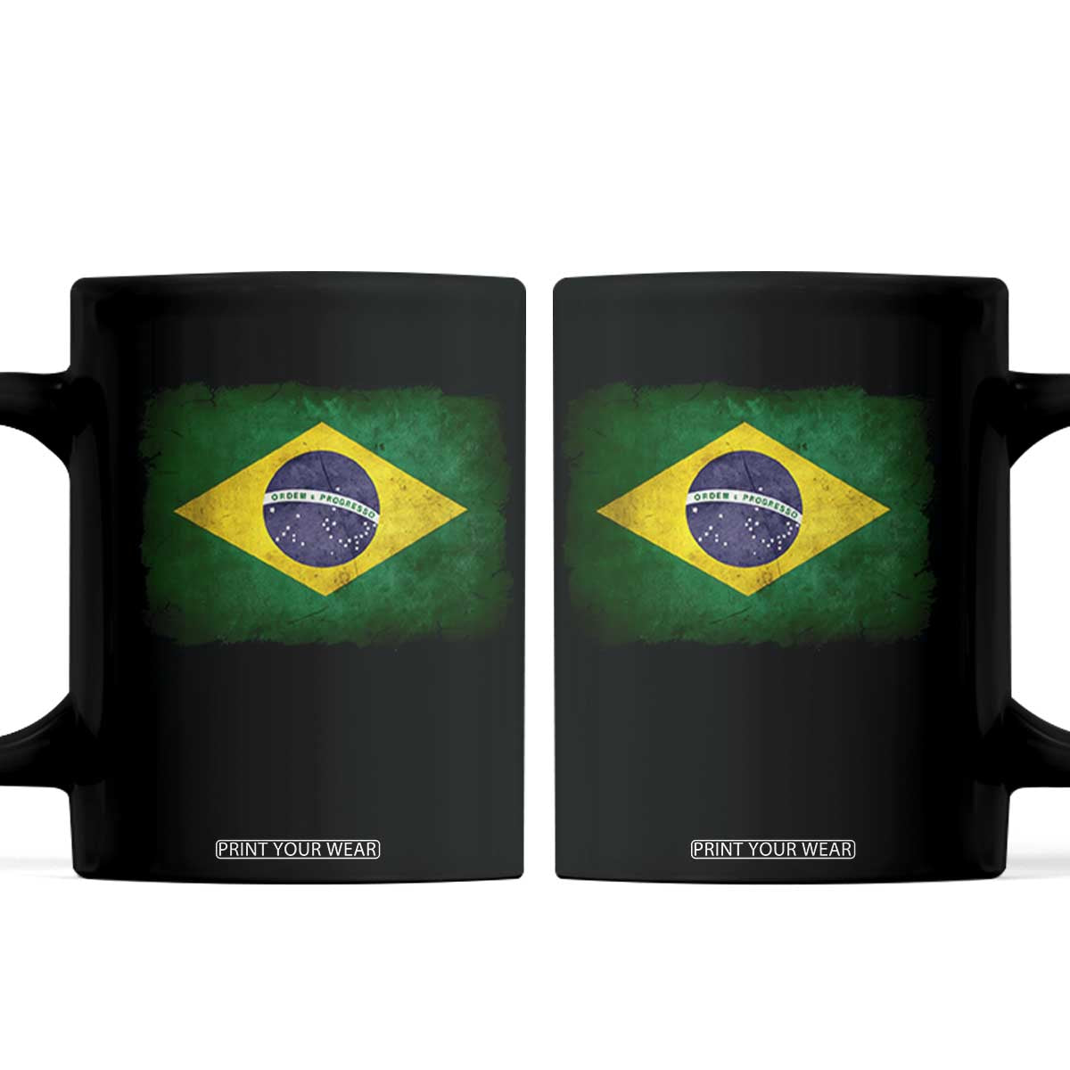 Brazilian Pride Latin America Vintage Brazil Flag Coffee Mug TS11 Black Print Your Wear