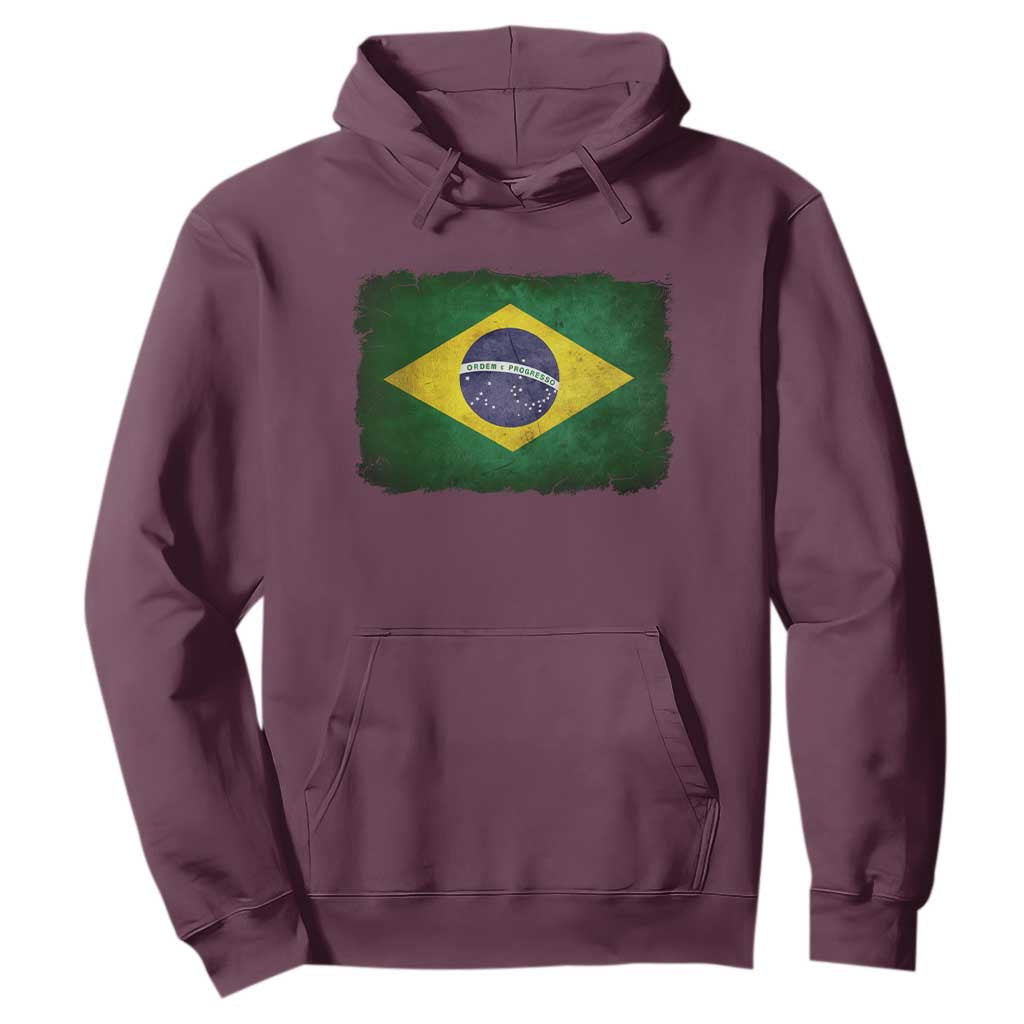 Brazilian Pride Latin America Vintage Brazil Flag Hoodie TS11 Maroon Print Your Wear