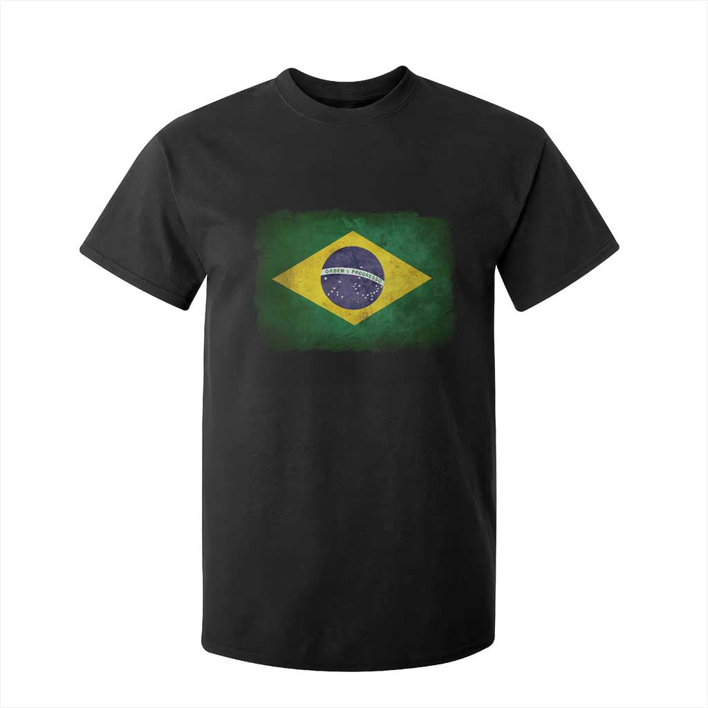 Brazilian Pride Latin America Vintage Brazil Flag T Shirt For Kid - Print Your Wear