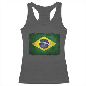 Brazilian Pride Latin America Vintage Brazil Flag Racerback Tank Top TS11 Dark Heather Print Your Wear