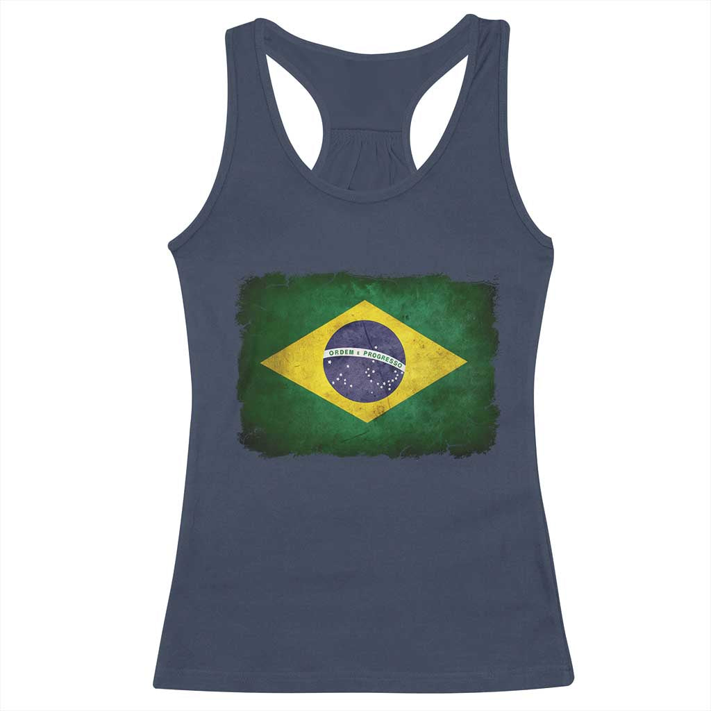 Brazilian Pride Latin America Vintage Brazil Flag Racerback Tank Top TS11 Navy Print Your Wear