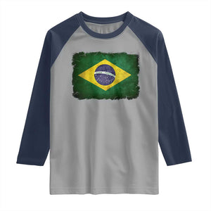 Brazilian Pride Latin America Vintage Brazil Flag Raglan Shirt TS11 Sport Gray Navy Print Your Wear