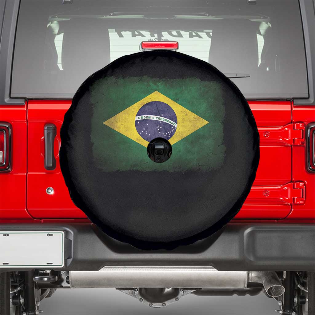 Brazilian Pride Latin America Vintage Brazil Flag Spare Tire Cover TS11 Black Print Your Wear