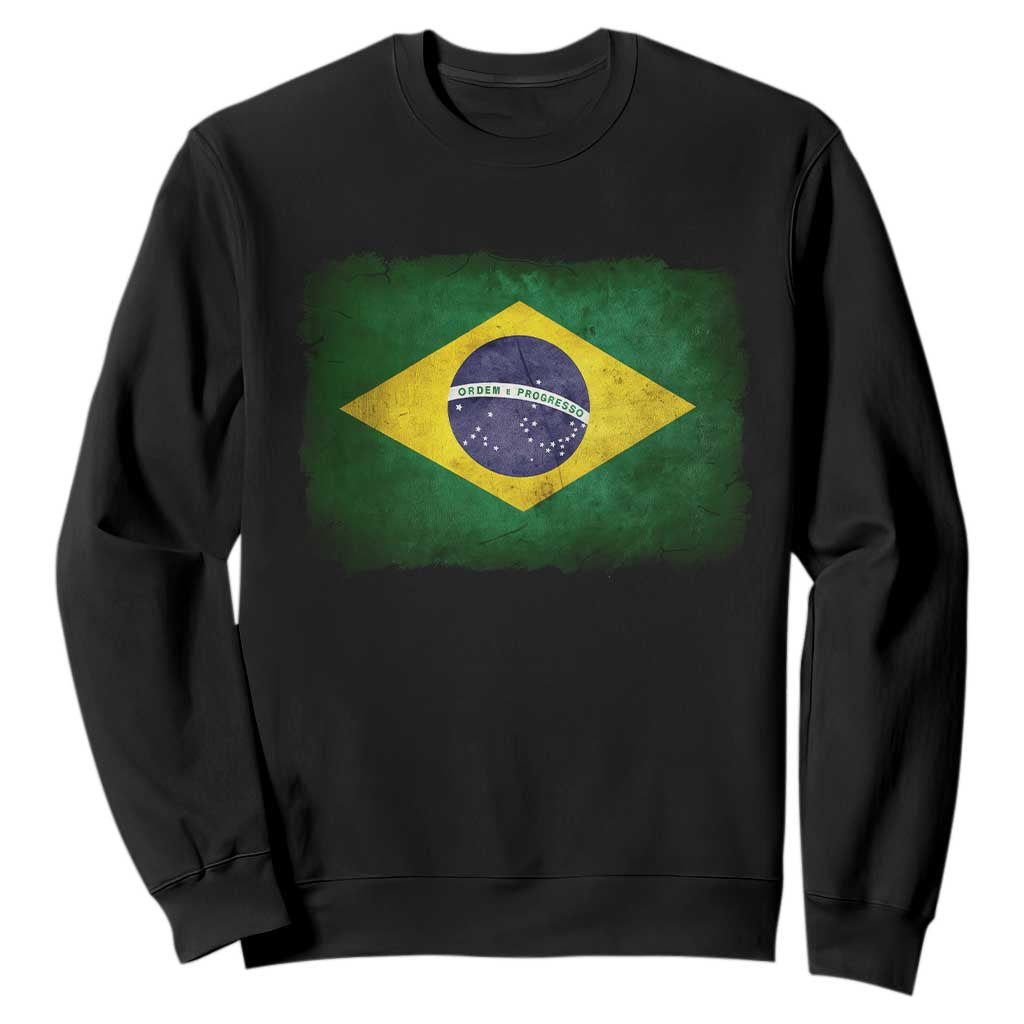 Brazilian Pride Latin America Vintage Brazil Flag Sweatshirt TS11 Black Print Your Wear