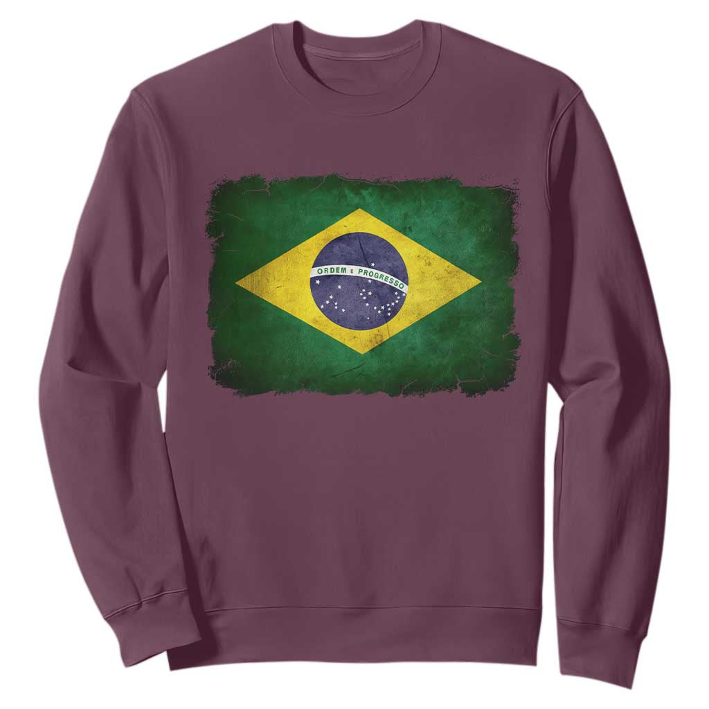 Brazilian Pride Latin America Vintage Brazil Flag Sweatshirt TS11 Maroon Print Your Wear