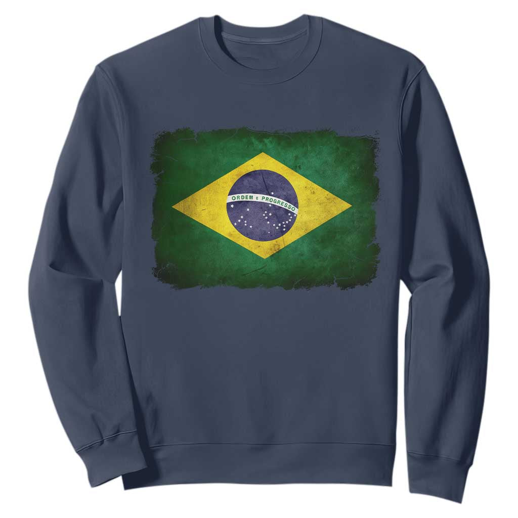 Brazilian Pride Latin America Vintage Brazil Flag Sweatshirt TS11 Navy Print Your Wear