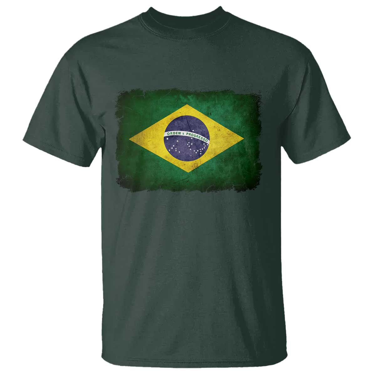 Brazilian Pride Latin America Vintage Brazil Flag T Shirt TS11 Dark Forest Green Print Your Wear