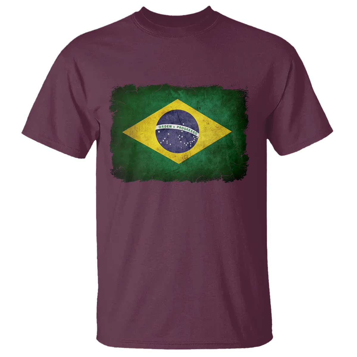 Brazilian Pride Latin America Vintage Brazil Flag T Shirt TS11 Maroon Print Your Wear