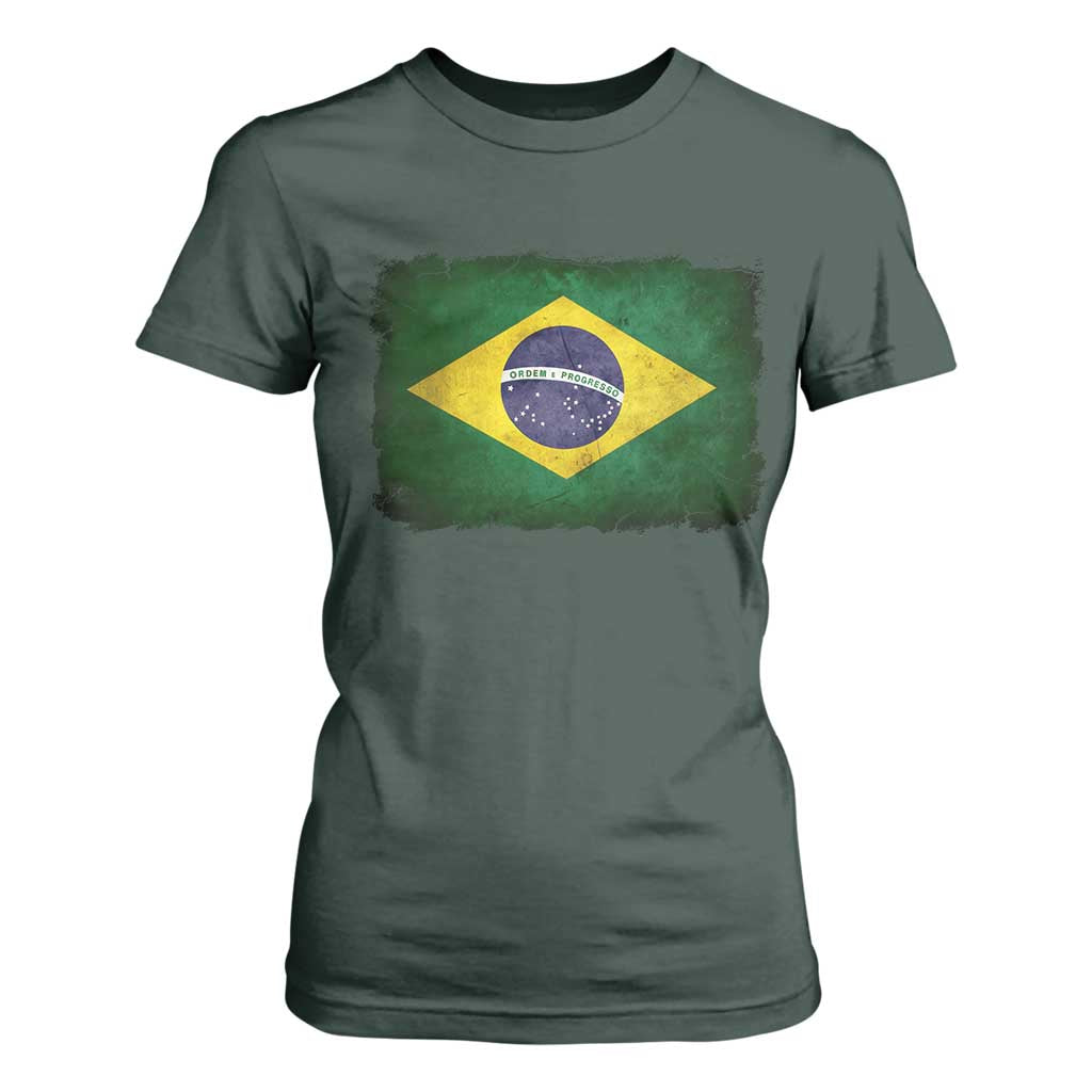 Brazilian Pride Latin America Vintage Brazil Flag T Shirt For Women TS11 Dark Forest Green Print Your Wear