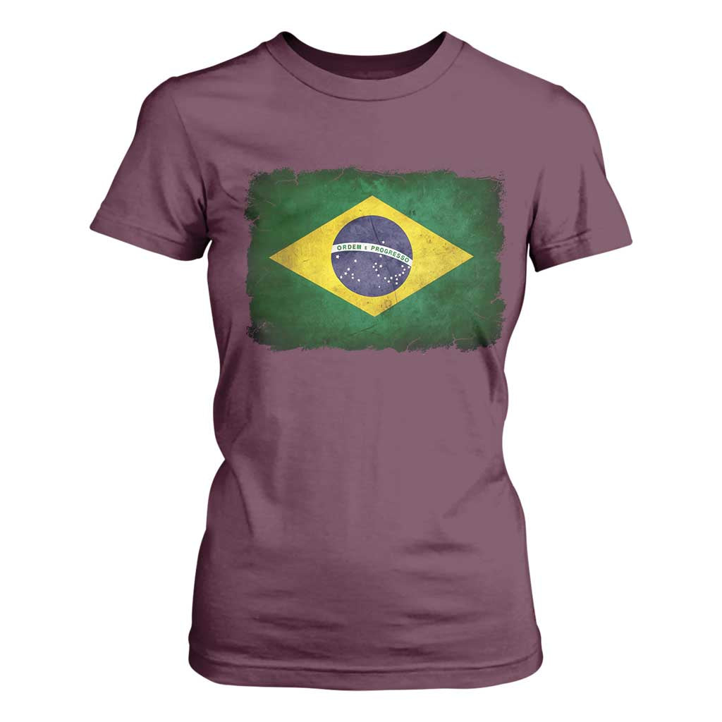 Brazilian Pride Latin America Vintage Brazil Flag T Shirt For Women TS11 Maroon Print Your Wear