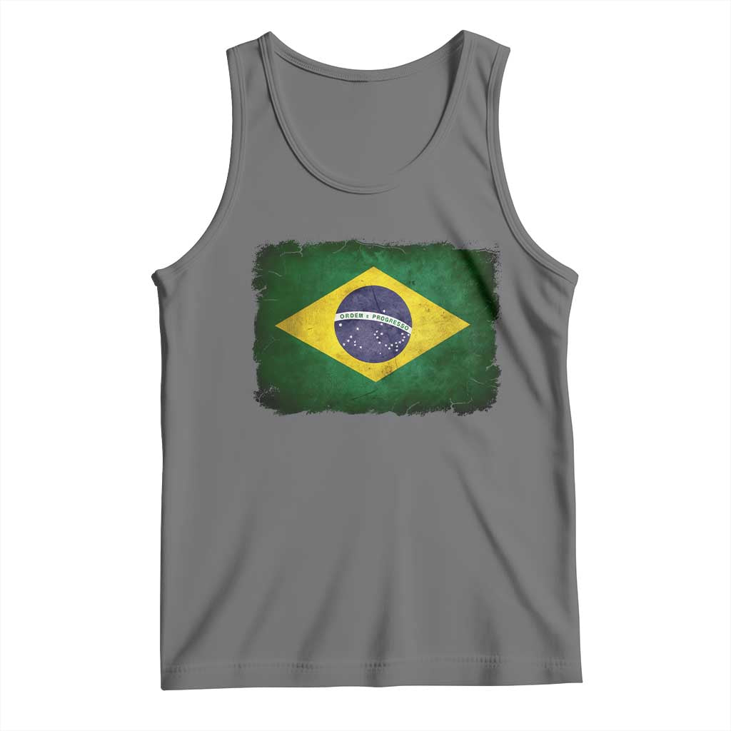 Brazilian Pride Latin America Vintage Brazil Flag Tank Top TS11 Black Heather Print Your Wear