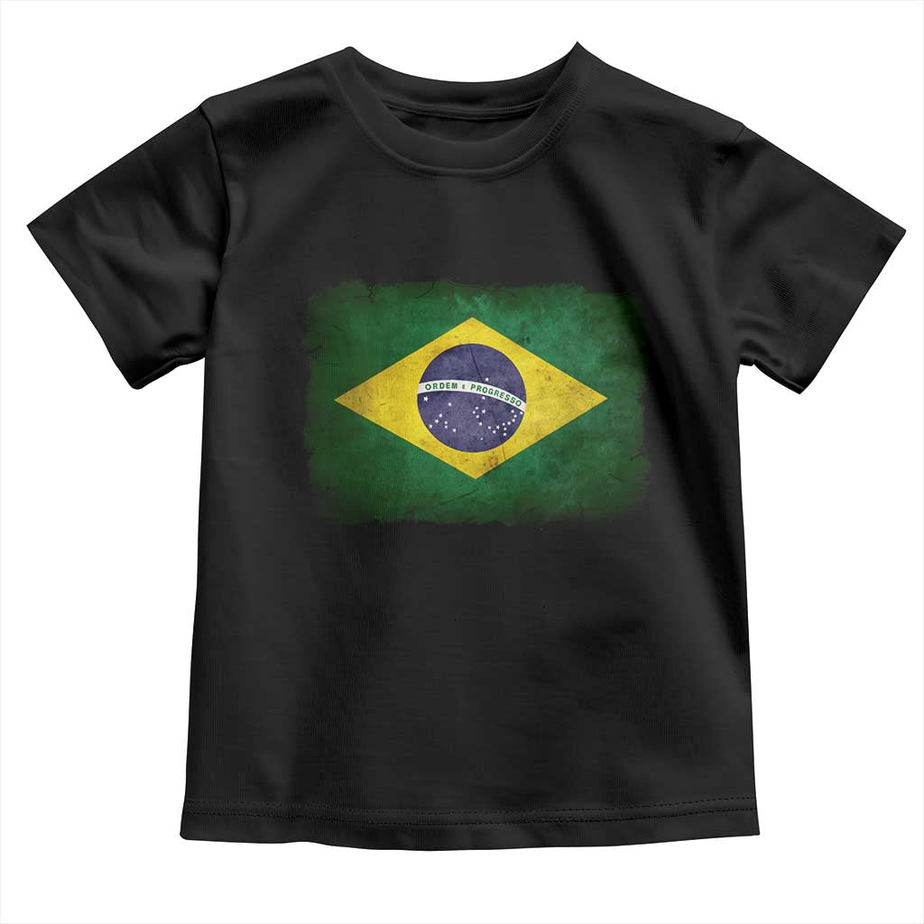 Brazilian Pride Latin America Vintage Brazil Flag Toddler T Shirt TS11 Black Print Your Wear