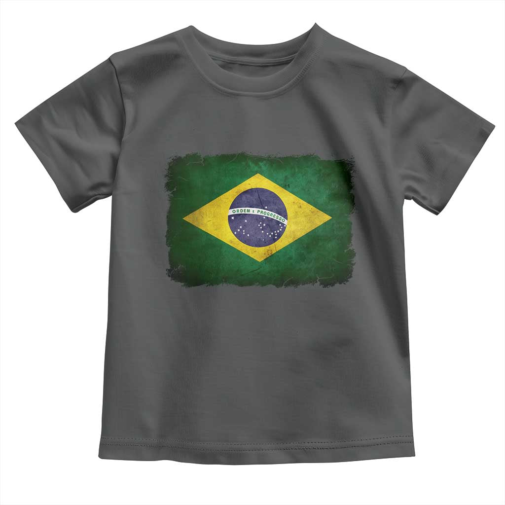 Brazilian Pride Latin America Vintage Brazil Flag Toddler T Shirt TS11 Dark Heather Print Your Wear