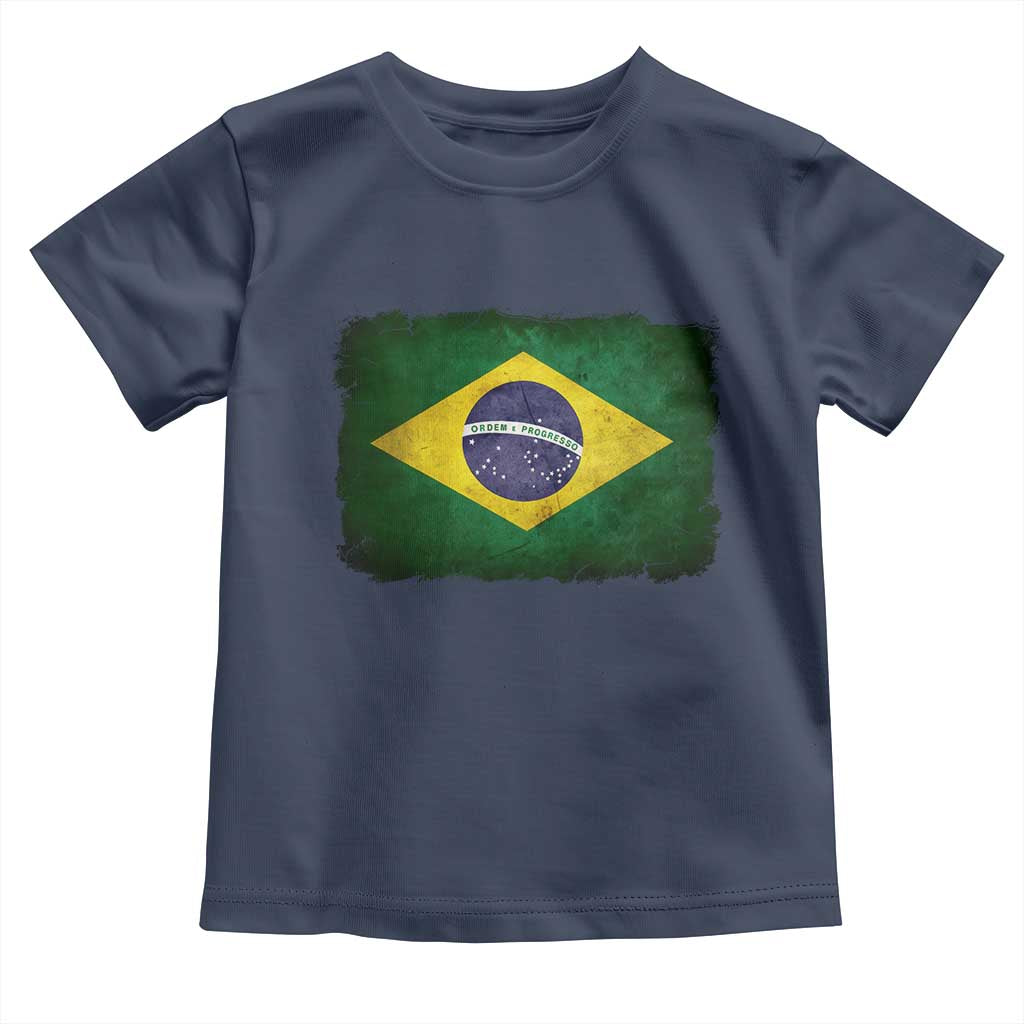 Brazilian Pride Latin America Vintage Brazil Flag Toddler T Shirt TS11 Navy Print Your Wear
