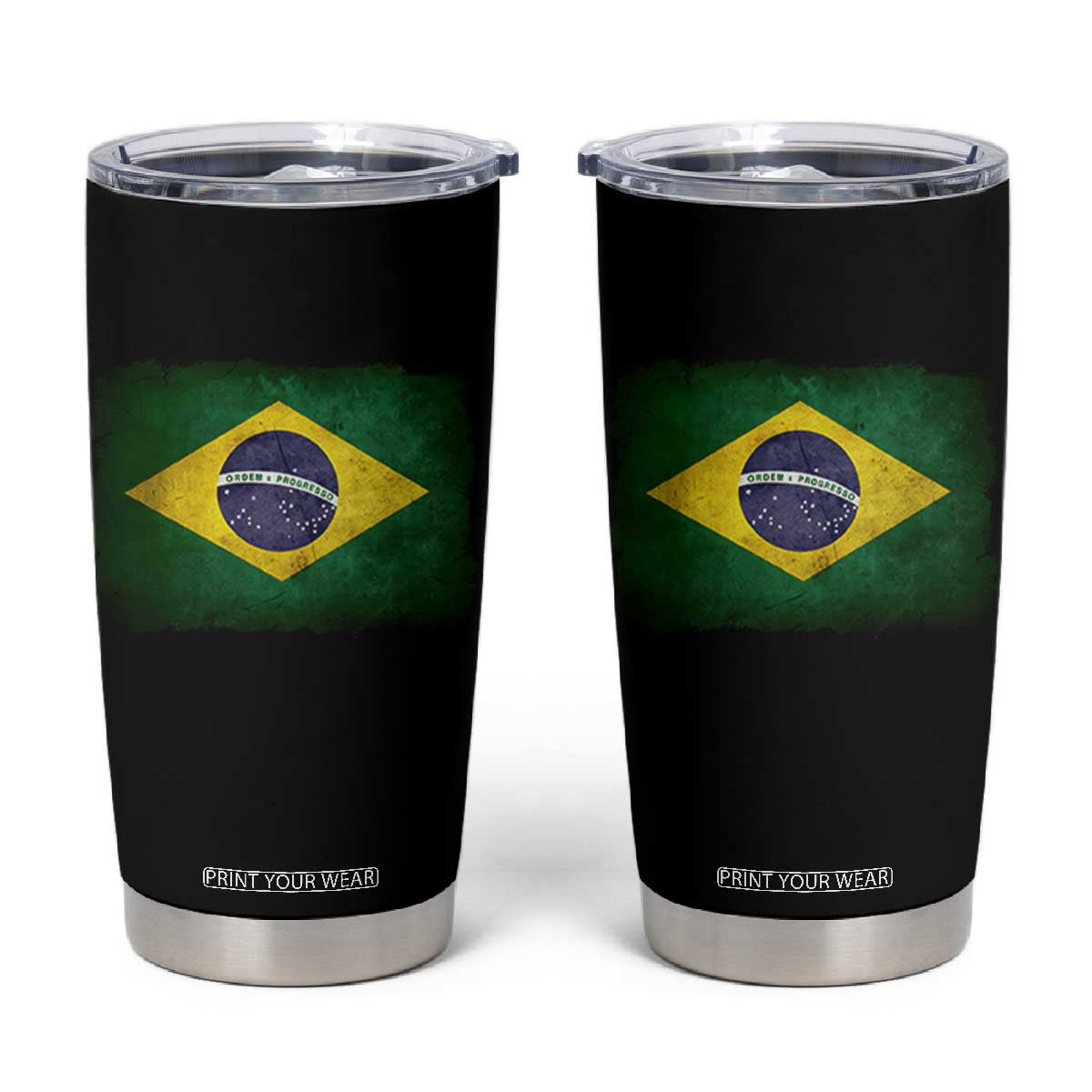 Brazilian Pride Latin America Vintage Brazil Flag Tumbler Cup TS11 Black Print Your Wear