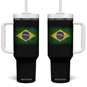 Brazilian Pride Latin America Vintage Brazil Flag Tumbler With Handle TS11 One Size: 40 oz Black Print Your Wear
