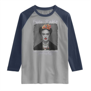 Frida Kahlo Raglan Shirt Feet What Do I Need You For When I Have Wings To Fly TS11 Sport Gray Navy Print Your Wear