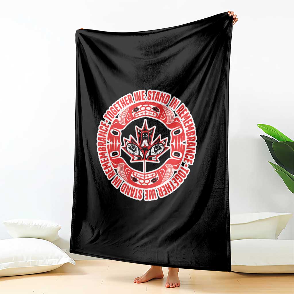 Indigenous Children Throw Blanket Together We Stand In Remembrance Unity Day Papoose Maple Leaf Native American TS11 Print Your Wear
