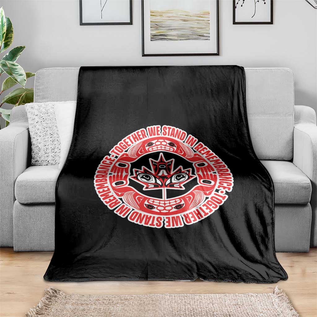 Indigenous Children Throw Blanket Together We Stand In Remembrance Unity Day Papoose Maple Leaf Native American TS11 Print Your Wear