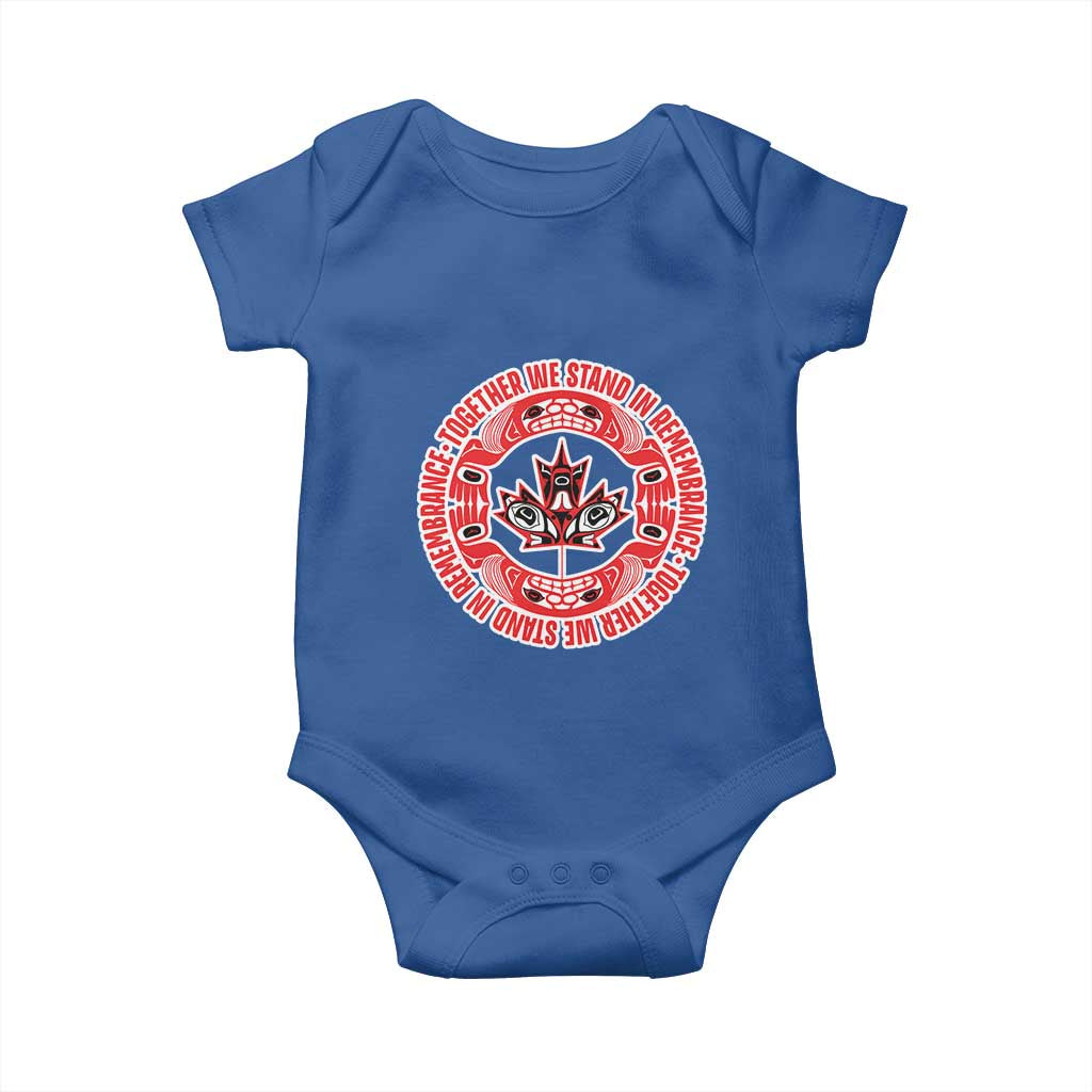 Indigenous Children Baby Onesie Together We Stand In Remembrance Unity Day Papoose Maple Leaf Native American TS11 Royal Blue Print Your Wear