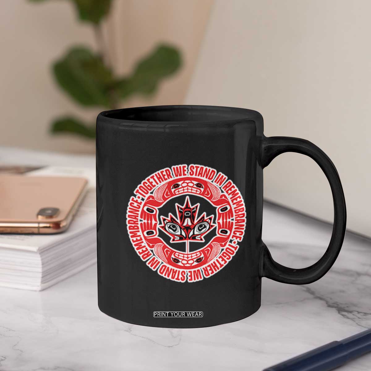Indigenous Children Coffee Mug Together We Stand In Remembrance Unity Day Papoose Maple Leaf Native American TS11 Print Your Wear