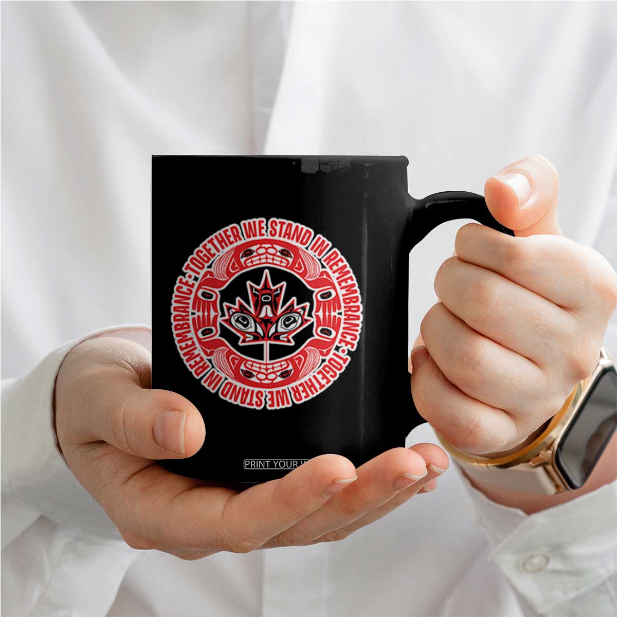 Indigenous Children Coffee Mug Together We Stand In Remembrance Unity Day Papoose Maple Leaf Native American TS11 Print Your Wear