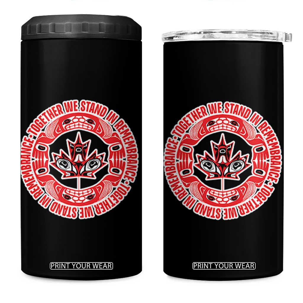 Indigenous Children 4 in 1 Can Cooler Tumbler Together We Stand In Remembrance Unity Day Papoose Maple Leaf Native American TS11 One Size: 16 oz Black Print Your Wear