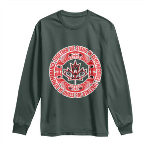 Indigenous Children Long Sleeve Shirt Together We Stand In Remembrance Unity Day Papoose Maple Leaf Native American TS11 Dark Forest Green Print Your Wear