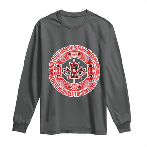 Indigenous Children Long Sleeve Shirt Together We Stand In Remembrance Unity Day Papoose Maple Leaf Native American TS11 Dark Heather Print Your Wear