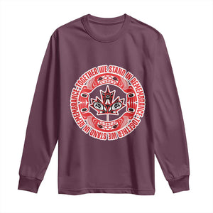 Indigenous Children Long Sleeve Shirt Together We Stand In Remembrance Unity Day Papoose Maple Leaf Native American TS11 Maroon Print Your Wear