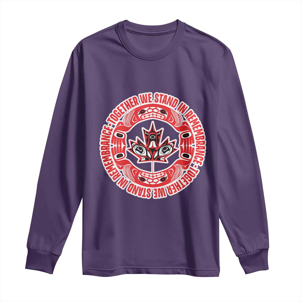 Indigenous Children Long Sleeve Shirt Together We Stand In Remembrance Unity Day Papoose Maple Leaf Native American TS11 Purple Print Your Wear