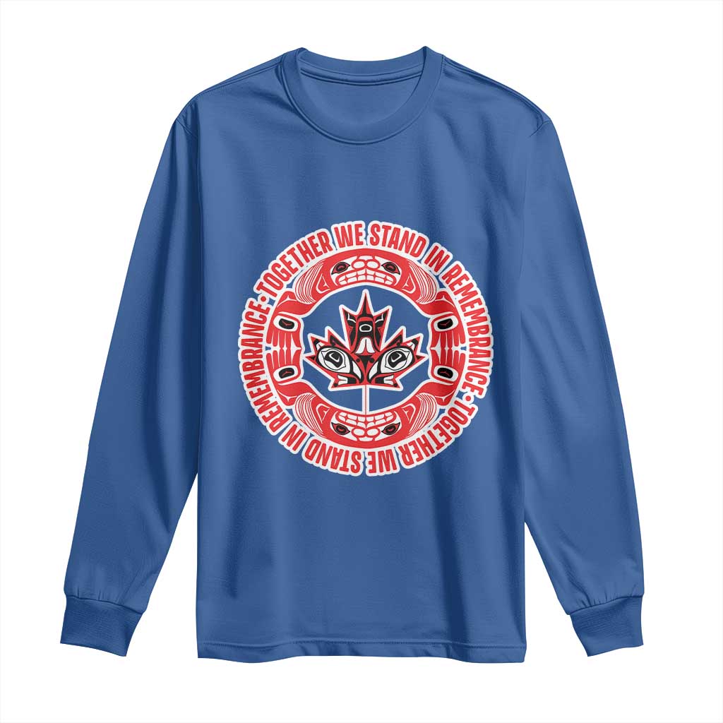 Indigenous Children Long Sleeve Shirt Together We Stand In Remembrance Unity Day Papoose Maple Leaf Native American TS11 Royal Blue Print Your Wear