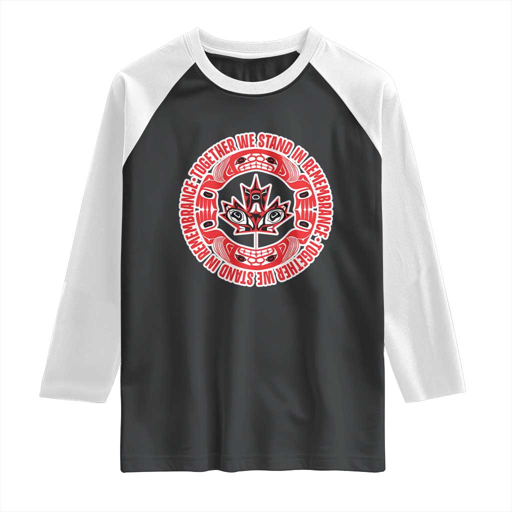 Indigenous Children Raglan Shirt Together We Stand In Remembrance Unity Day Papoose Maple Leaf Native American TS11 Black White Print Your Wear